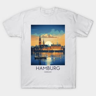 A Pop Art Travel Print of Hamburg - Germany T-Shirt